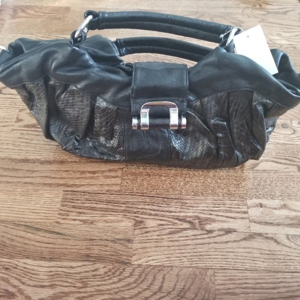 NWT Lavish Snakeskin Look Handbag with Long Strap Reptile Print Everyday Accents